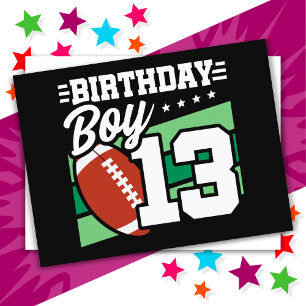 Postal Tema de fiesta de fútbol para niños de 13 años Cum