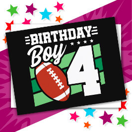 Postal Tema de fiesta de fútbol para niños de 4 años Cump