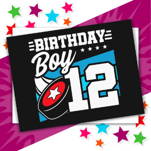 Postal Tema de fiesta de hockey para niños de 12 años Cum