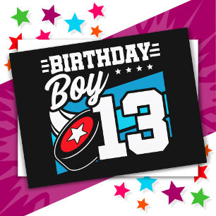 Postal Tema de fiesta de hockey para niños de 13 años Cum