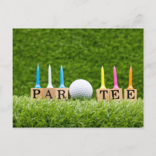 Postal Tema de golf para Let's Par tee para fiesta golfis