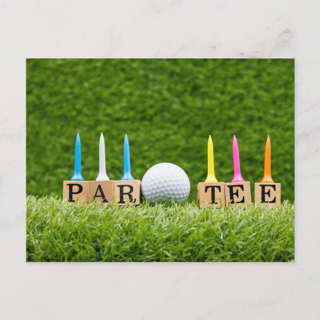 Postal Tema de golf para Let's Par tee para fiesta golfis (Anverso)
