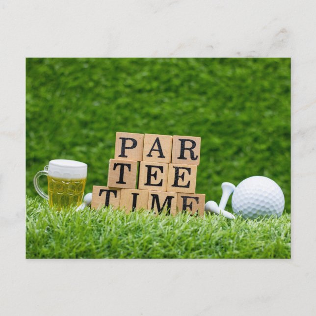 Postal Tema de golf para Let's Par tee para fiesta golfis (Anverso)