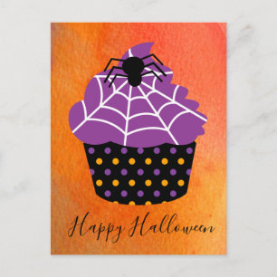 Postal Tema de Halloween de la torta araña