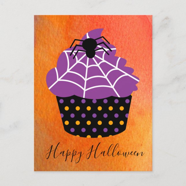 Postal Tema de Halloween de la torta araña (Anverso)