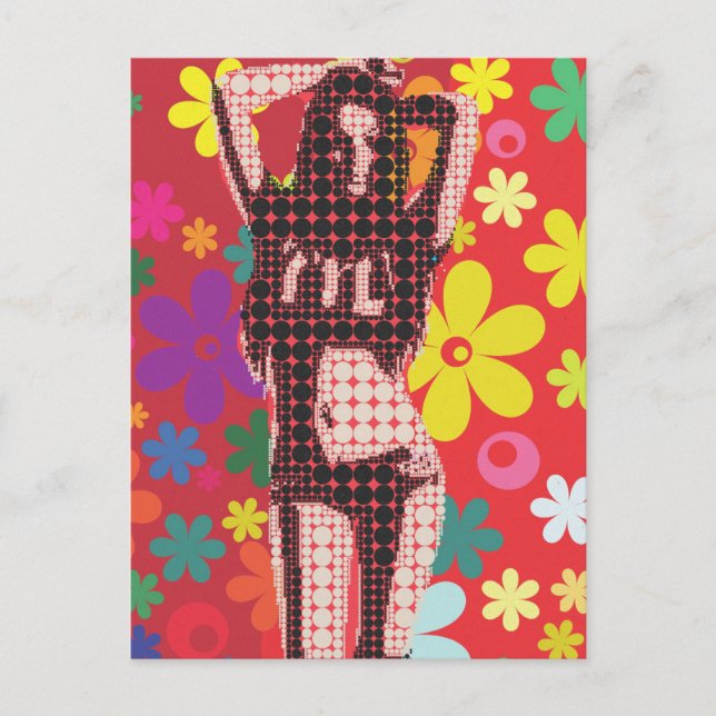 Postal Tema de Hippy Flower child 60s (Anverso)