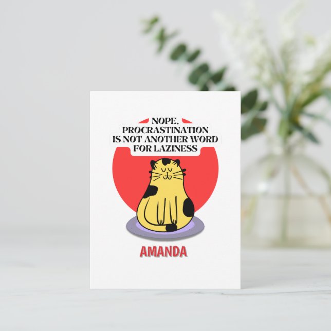 Postal Tema de la dilación meme del gato (Anverso de pie)