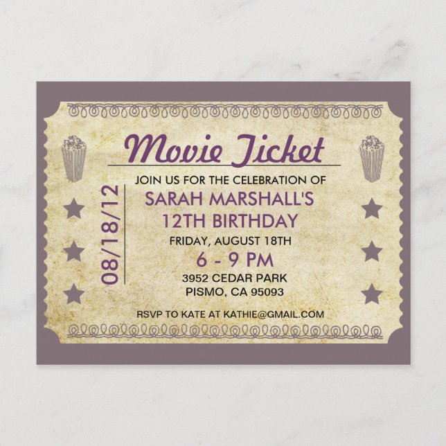 Postal Tema de la entrada de películas (Anverso)