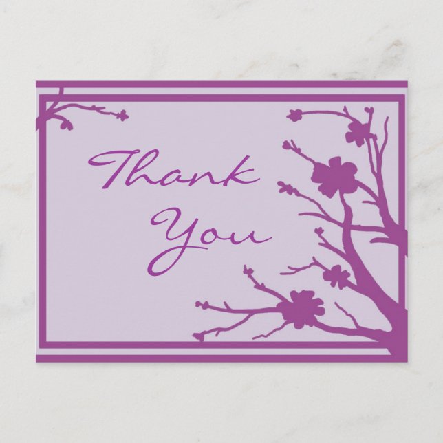 Postal Tema de la flor morada personalizado gracias posta (Anverso)