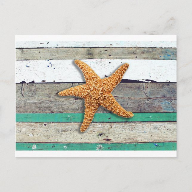 Postal Tema de la playa Starfish Boda Rustic (Anverso)