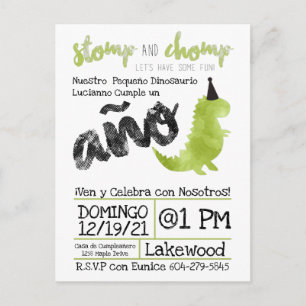 Postal Tema de los pequeños dinosaurios de Dino español B