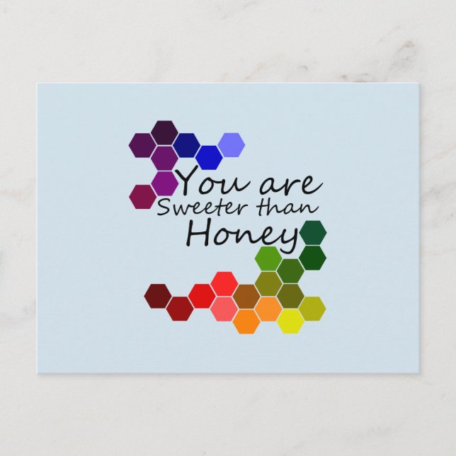 Postal Tema de miel con palabras positivas (Anverso)