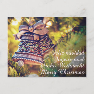 Postal tema de Navidad con dos campanas