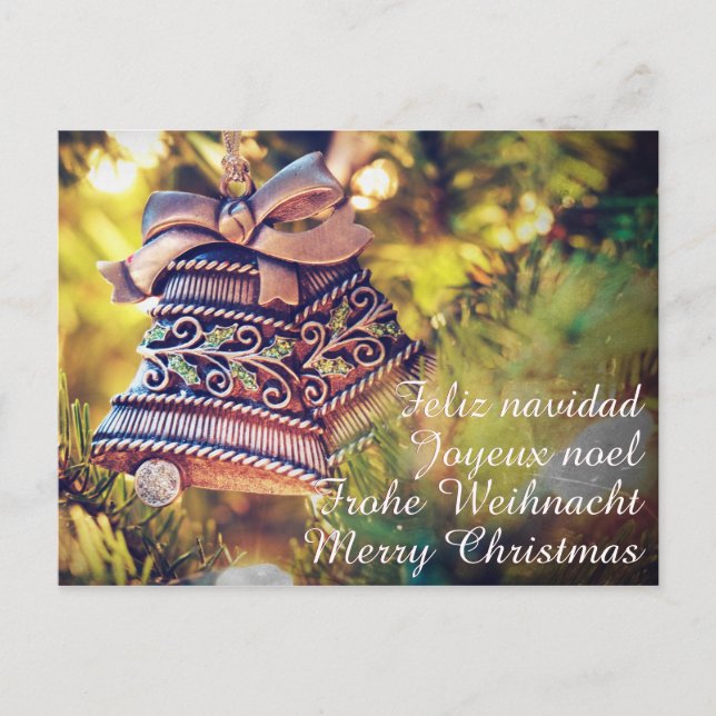 Postal tema de Navidad con dos campanas (Anverso)