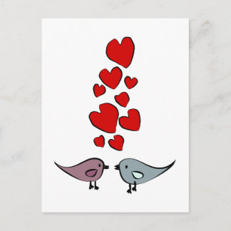 Postal Tema de pájaros enamorados