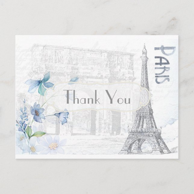 Postal Tema de París Gracias (Anverso)