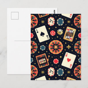 Postal tema de patrón de casino en negro