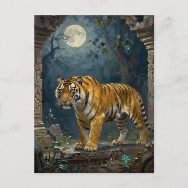 Postal Tema de Tigre | Manteniéndose en Contacto (Anverso)