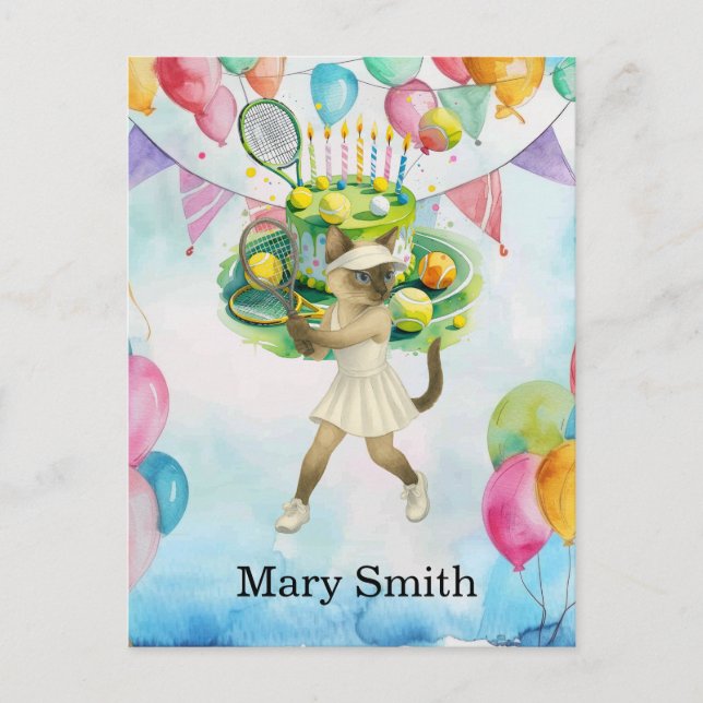 Postal Tema del cumpleaños del tenis para los amantes del (Anverso)