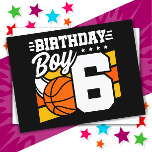 Postal Tema del Fiesta de baloncesto de 6 años de edad Ni