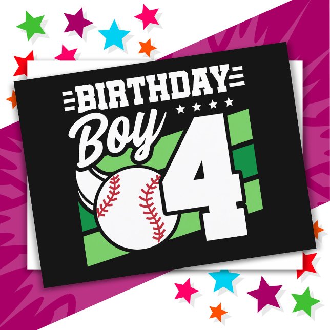 Postal Tema del Fiesta de Béisbol de 4 años (Subido por el creador)