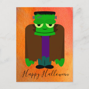 Postal Tema divertido de Halloween con monstruo franco