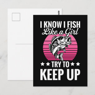 Postal Tema divertido de pesca