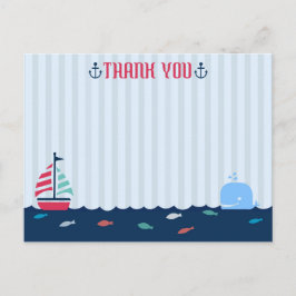 Postal Tema en blanco náutico/marinero Gracias