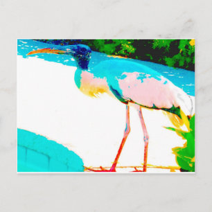 Postal Tema gráfico de la cigüeña tropical