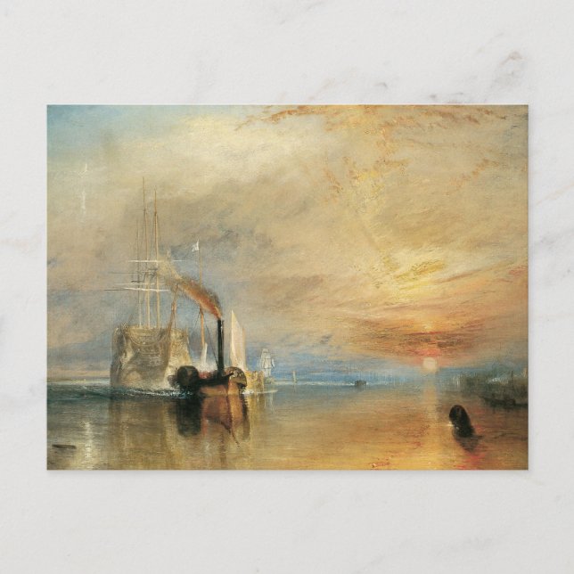 Postal Temerario de lucha por Joseph Turner, arte marítim (Anverso)