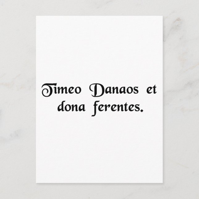 Postal Temo a los griegos, incluso cuando traen regalos. (Anverso)