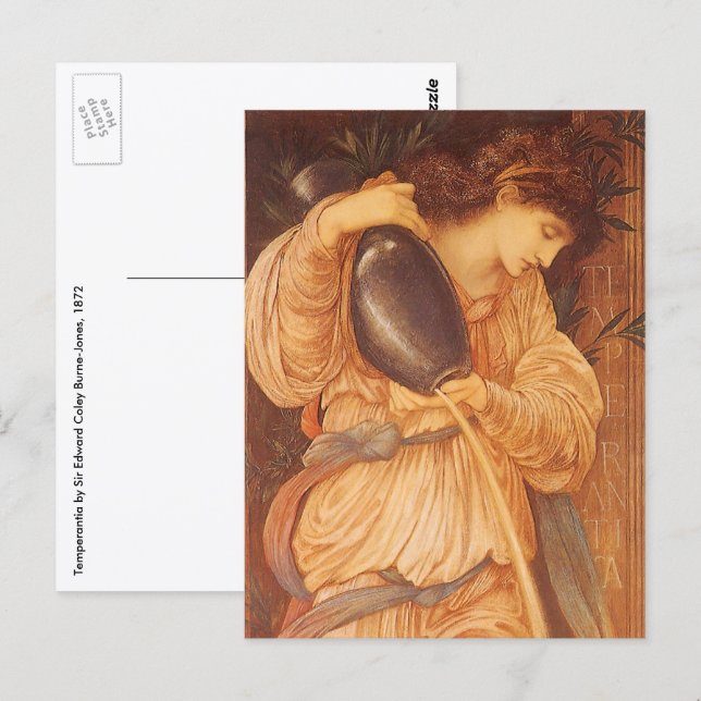 Postal Temperantia por Sir Edward Coley Burne-Jones (Anverso / Reverso)