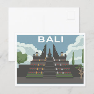 Postal Temple Besakih Bali ilustracion de viaje de Indone
