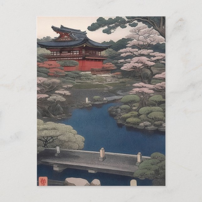 Postal Temple on the river - Japan (Anverso)