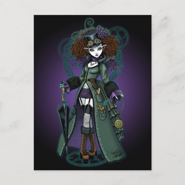 Postal Temple Victoria Steampunk Vampire Angel Postcard (Anverso)