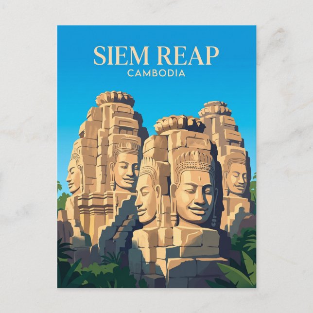 Postal Templo Bayon Camboya (Anverso)