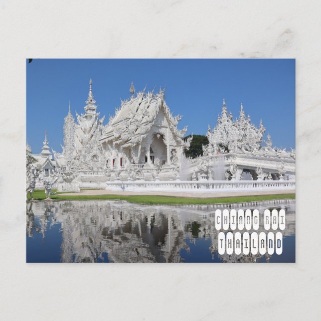 Postal Templo blanco en Chiang Rai Tailandia (Anverso)