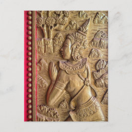 Postal Templo budista en Laos con decoración dorada