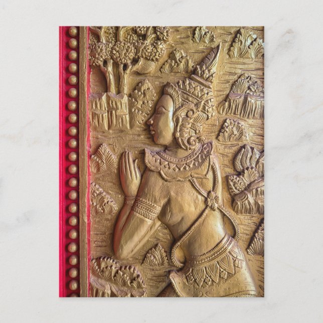 Postal Templo budista en Laos con decoración dorada (Anverso)