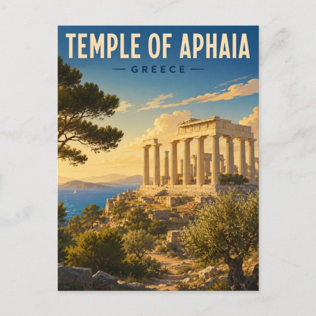 Postal Templo de Afaia, isla de Egina Grecia (Anverso)