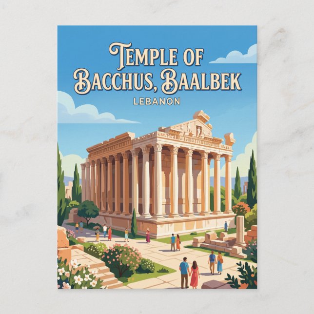 Postal Templo de Baco Líbano (Anverso)