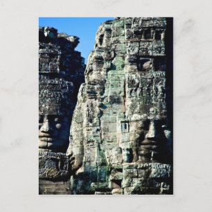 Postal Templo de Bayon en Angkor, Camboya, dos caras