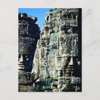 Postal Templo de Bayon en Angkor, Camboya, dos caras