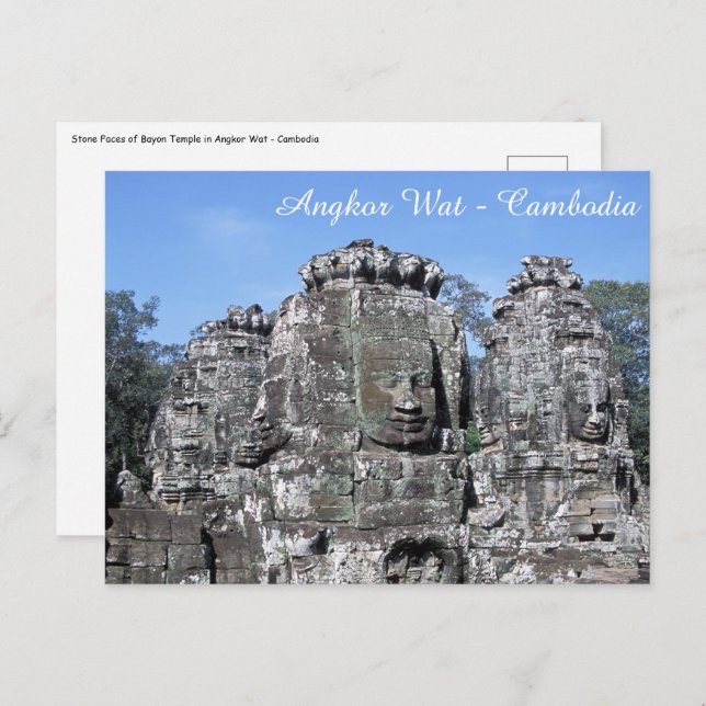 Postal Templo de Bayon en Angkor Wat - Camboya (Anverso / Reverso)