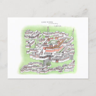 Postal Templo de Buda Cho-Khang en el dibujo de Lhasa 190