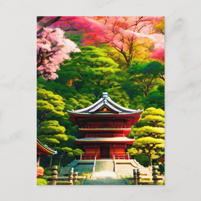 Postal Templo de Cerezo Blossom (Anverso)