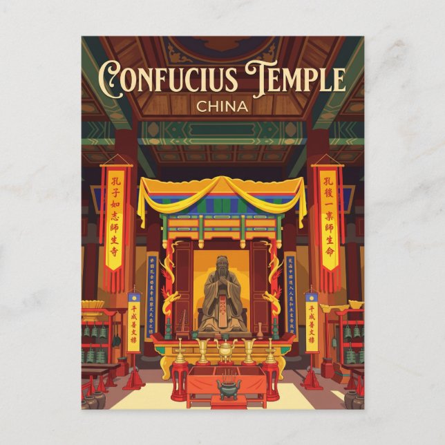Postal Templo de Confucio, Salón Dacheng, China (Anverso)