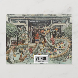 Postal Templo de Dragón de Vietnam, fecha de Personalizab
