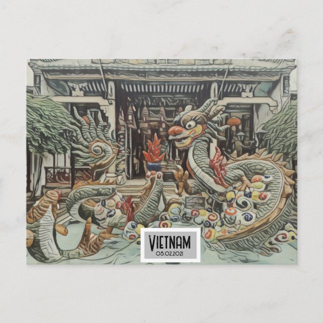 Postal Templo de Dragón de Vietnam, fecha de Personalizab (Anverso)
