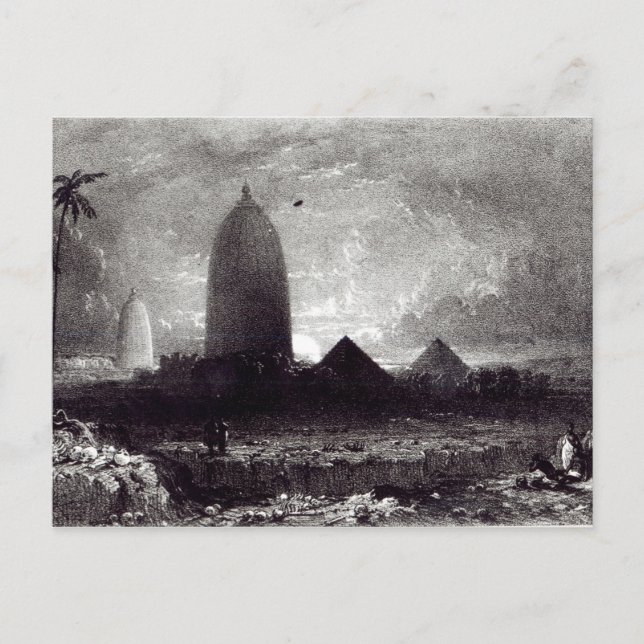 Postal Templo de Jagannath, grabado por A. Picken, 1837 (Anverso)